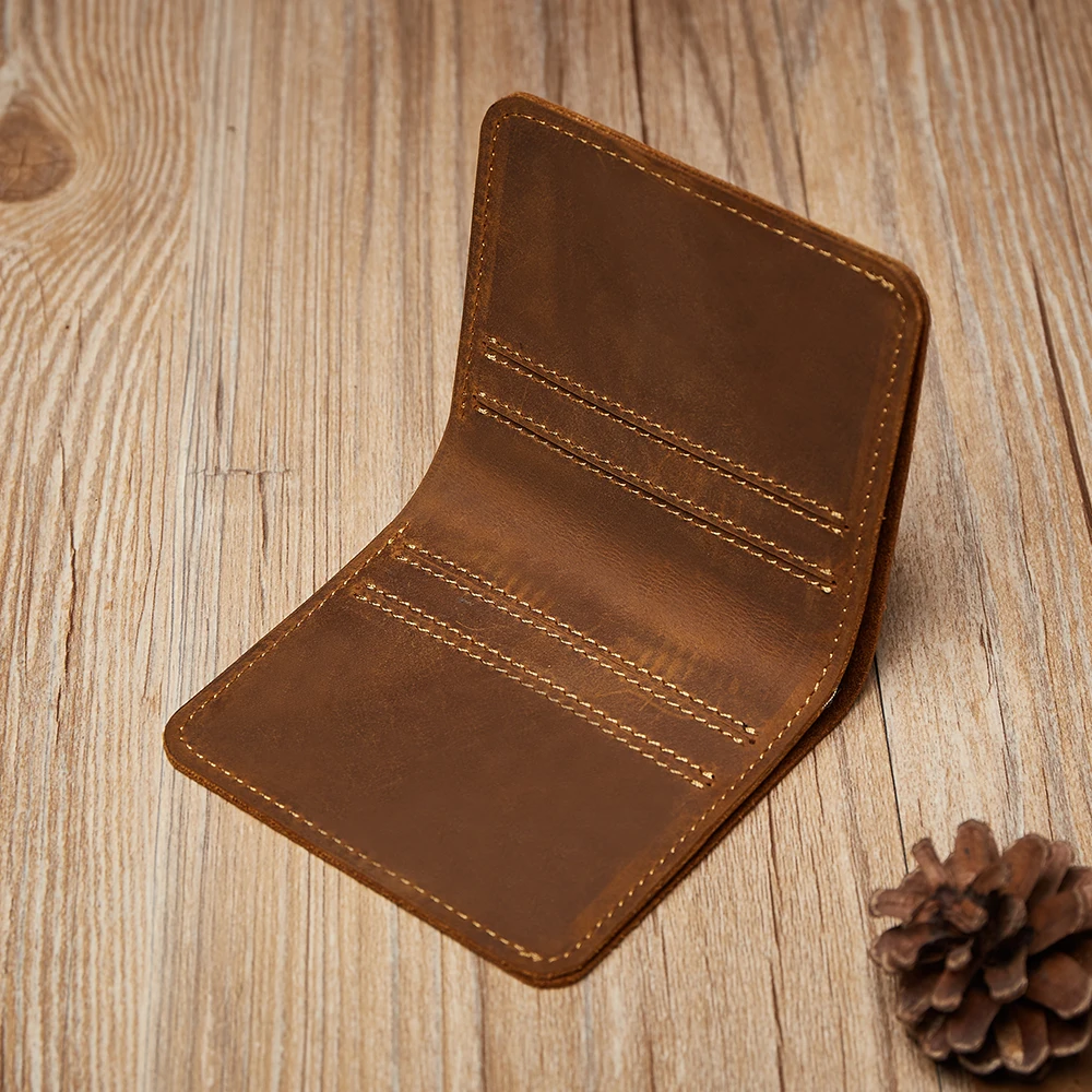 Пояса из натуральной кожи Для мужчин Женские Кошельки мини RFID Зажимы для денег Винтаж Повседневное Crazy Horse кожа коровы кредитные карты протектор кошелек