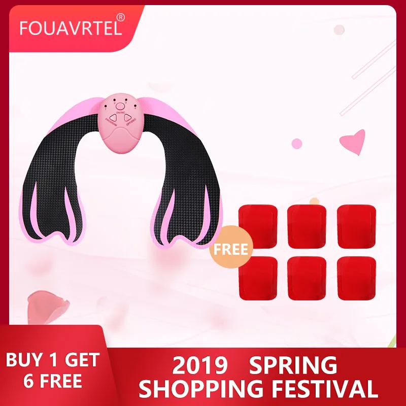 FOUAVRTEL EMS тренажер для бедер, стимулятор мышц, батарея, задница, тренажер, тонер для мышц, EMS, стимулятор мышц бедер для мужчин и женщин - Цвет: pink battery