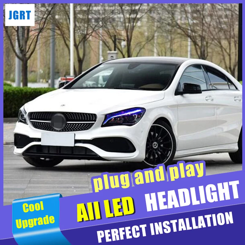 Галогенная лампа Обновление все светодиодные передние фары для Mercedes-Benz CLA W117 фары Двойной Луч би-объектив СВЕТОДИОДНЫЙ drl
