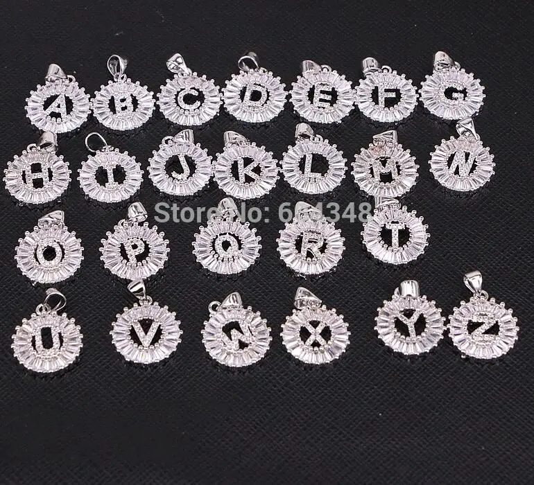 Mix Pendant 10 нитей ZYZ184-8493 CZ микро-Кристалл циркония письмо кулон цепочки и ожерелья в темноте серебристого цвета Алфавит ожерелье с буквами - Окраска металла: Mix Pendant
