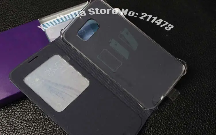 100x DHL бесплатно для Galaxy S6 чехол кожаный флип чехол для Samsung Galaxy S6 G9200 окошком на лицевой панели защитный чехол-накладка на заднюю панель S6