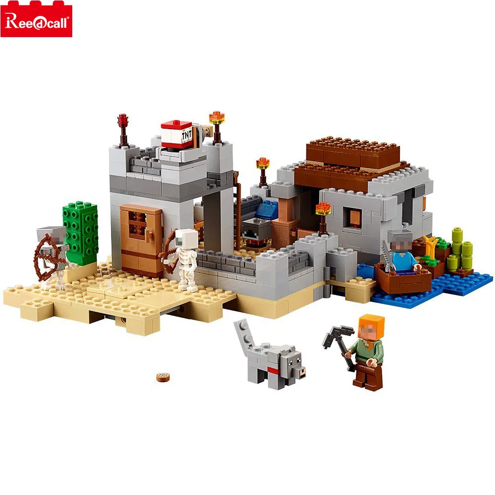 

10392 Minecrafted The Desert Outpost Building Kit Compatible 21121 Legoings Minecrafter Block Set Creative Building Toy 519Pcs