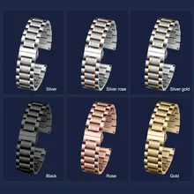 Ремешок из нержавеющей стали 13 мм, 14 мм, 16 мм, 18 мм, 20 мм, 22 мм, 24 мм, металлический ремешок для часов, браслет, ремешок для часов, черный, серебристый, розовое золото