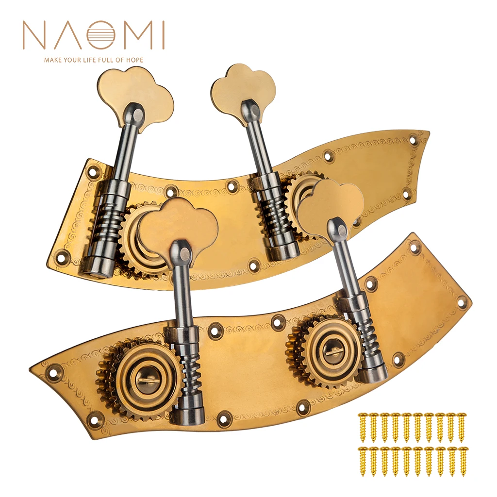 

NAOMI 4/4 Bass Machines Plate Machine Heads For 4/4 Double Bass W/ 2 Tuning Pegs Each Gold Color