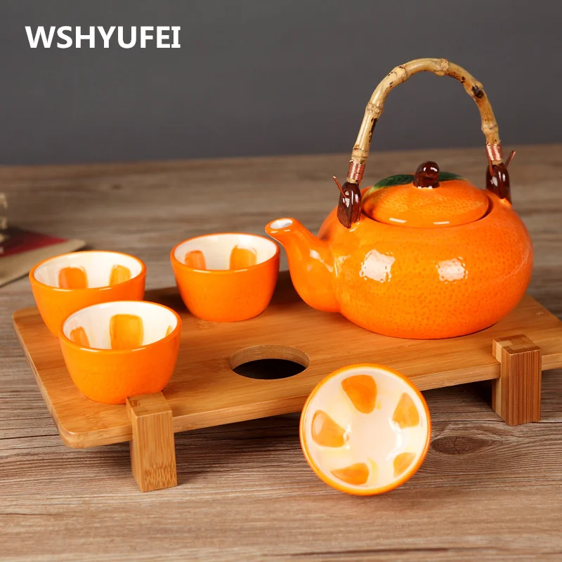 6 шт./компл. керамический чайный набор чашка кунг фу креативный семейный чайник в
