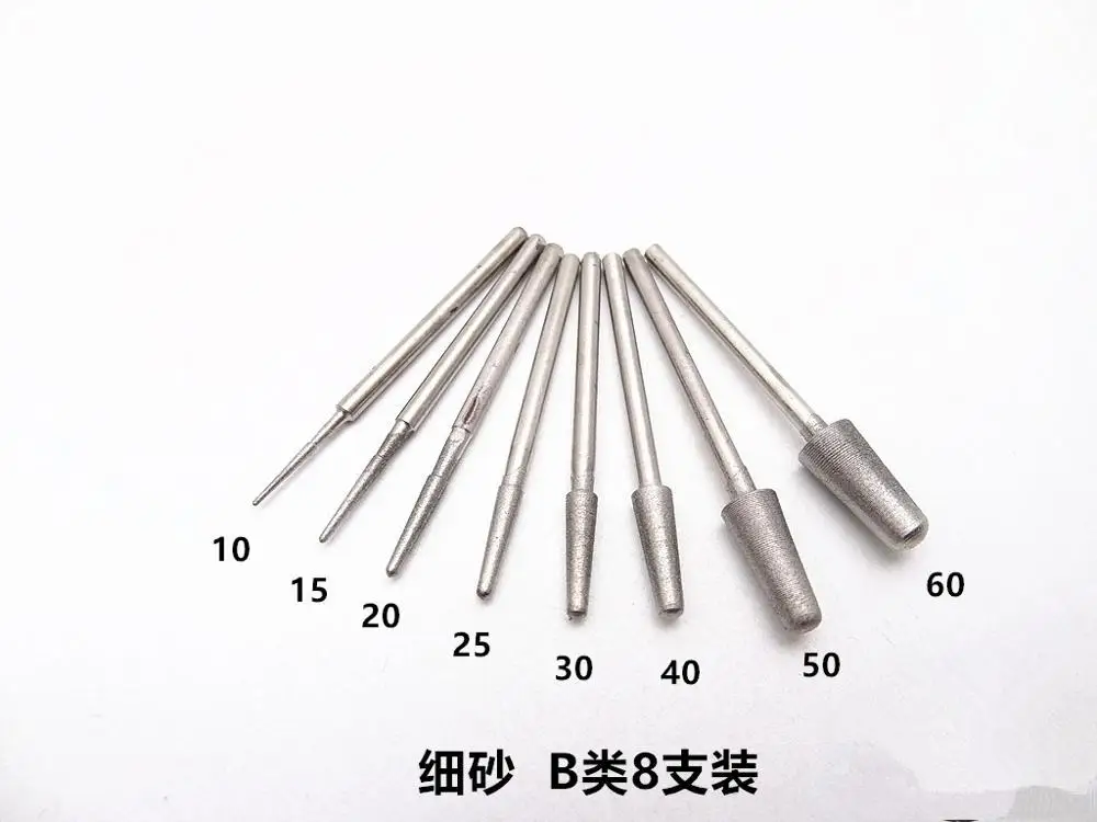 B Type 8pcs 400 сетки Резьба Инструменты шлифовальные комод отделка Удар Инструменты Высокая точность мелкий песок полировки иглы для полировки изумруд - Цвет: B Type 8pcs