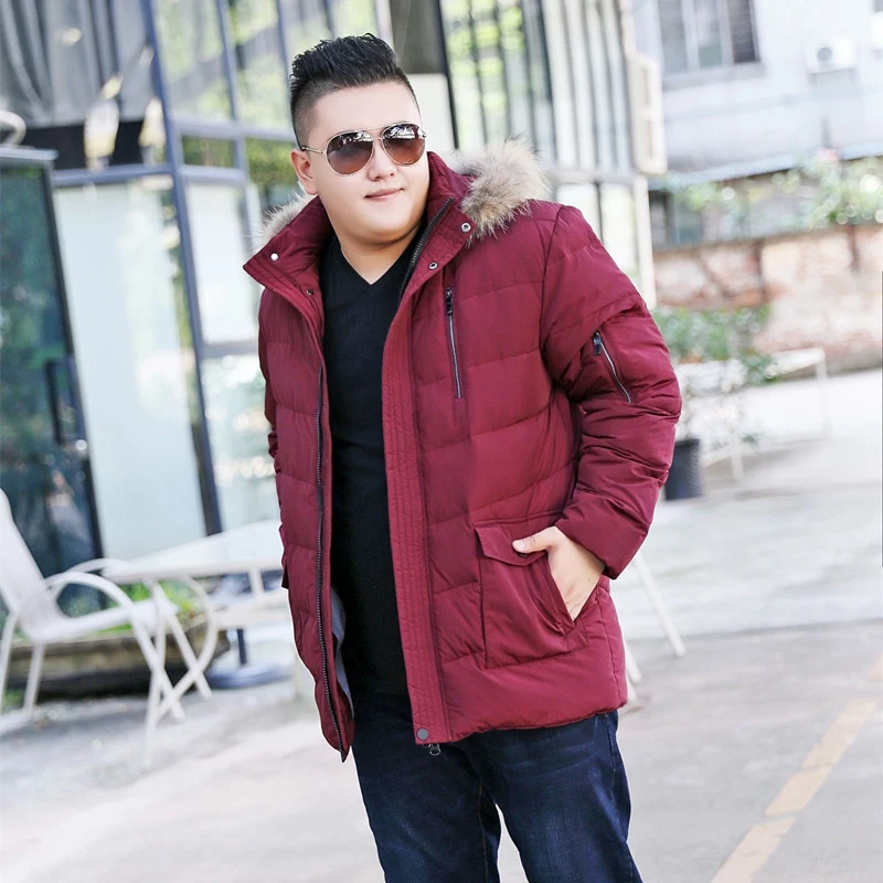

Winter plus size down jacket male big code father can detach the cap hair collar big size thread jacket 10X 9XL 8XL 7XL 6XL 5XL