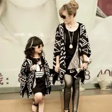 New Arrival Babies Girls Family Stripes Batwing Sleeve Cardigans Sweaters Asymmetric Family Alike Outwears Christmas Jackets