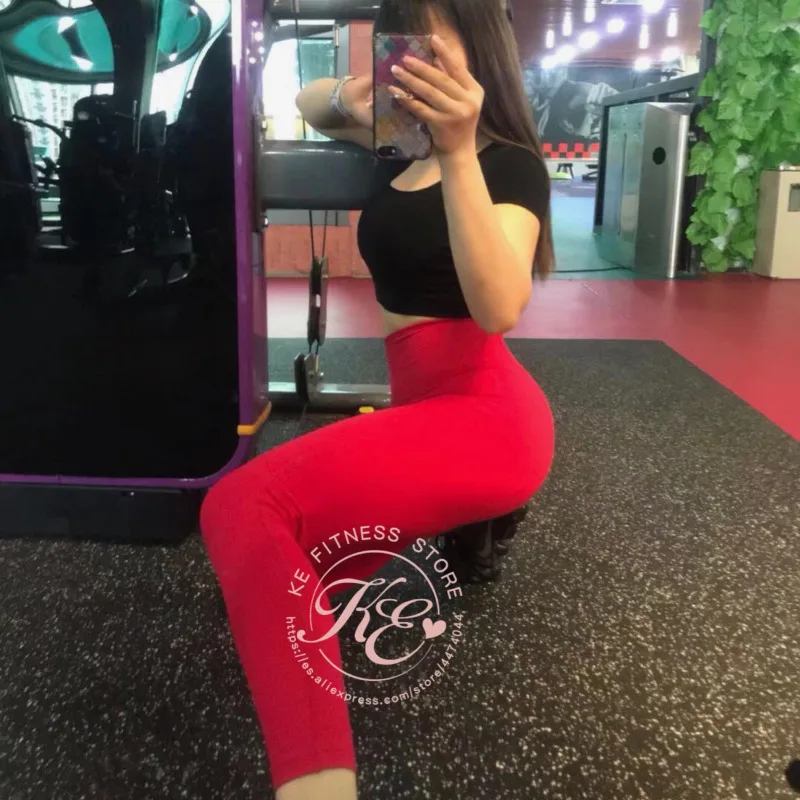 KE mujer; цвет красный, черный; чувственная кожа; Pantalones de yoga Pantalones de cintura alta Pantalones de nylon para abdominiales; брюки для женщин