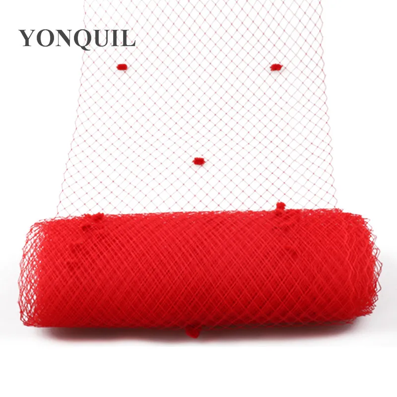 Free Shipping red 5 yards per lot Birdcage veil with dot 45CM Width