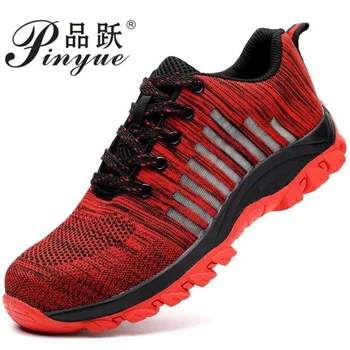 

Fashion Men's Safety Shoes Steel Toe and Midsole Breathable Puncture-proof Safety Boots For Men Casual Work Shoes Big Size 35-46