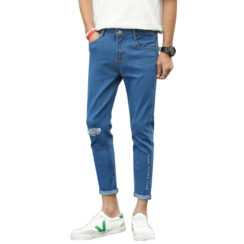Jeans for men slim fit pants male denim jeans students thin Designer Trousers Casual skinny Straight Elasticity nine points pant Jeans for men slim fit pants male denim jeans students thin Designer Trousers Casual skinny Straight Elasticity nine points pant