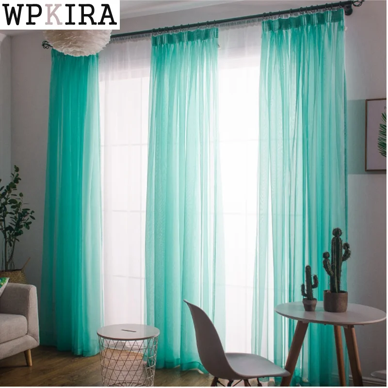 

European and American style curtains for living room white Window Screening Solid Door Curtains Drape Panel Sheer Tulle 184&40
