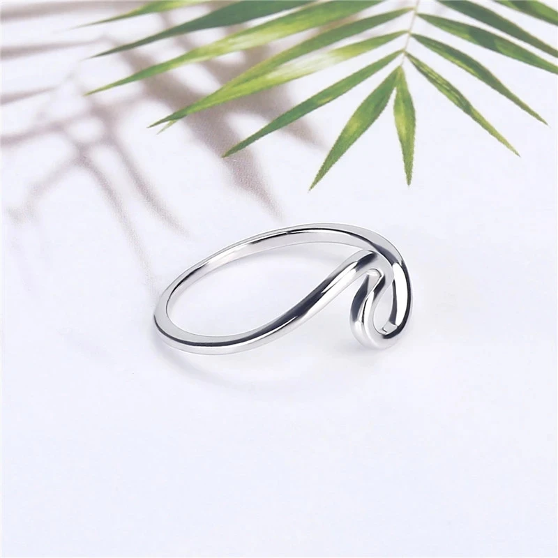 

2019 Simple Design Ocean Ring 925 Sterling Silver Engagement Gift Ring Women party wedding 925 silver jewelry