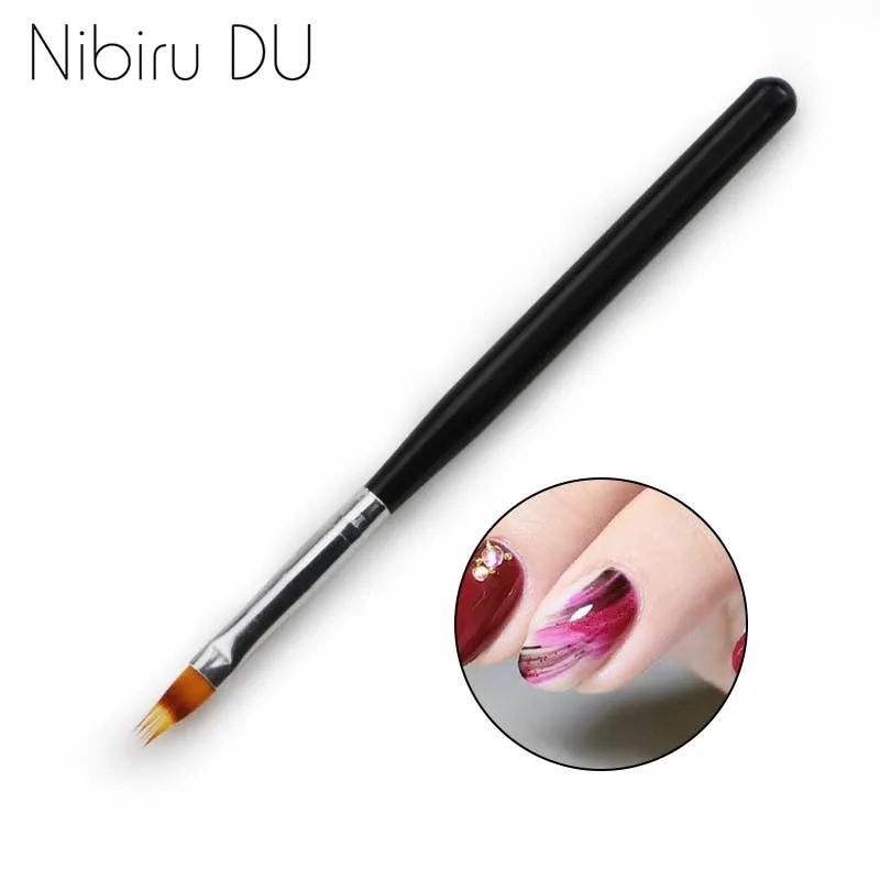 

1 Pc Gradient Drawing Nail Brush UV Gel Painting Pen Black Wooden Handle Manicure Nail Art Brush Tool