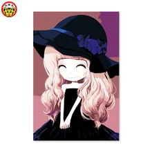 Картина по номерам художественная краска по номеру цифровая картина черное платье милая девушка цветок девушка черника изображения пронумерованы девушка pa