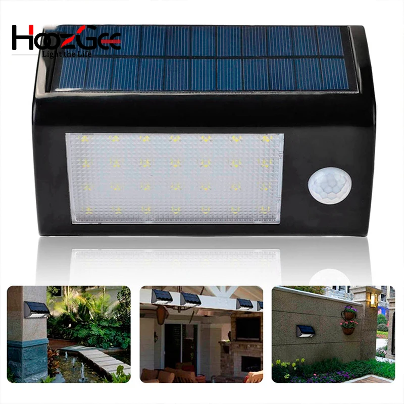 

HoozGee 28 LED Solar Motion Sensor Wall Light Outdoor Garden Walkway Yard Manor Super Bright Security Street Lamp Waterproof