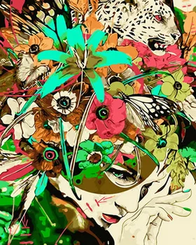 

Frameless diy paintings by numbers paint by number for home decor PBN for living room 4050cm leaf lady