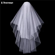 Простой белый тюль два Слои срезанный край Люкс Аксессуары короткие свадебные фаты с расческой Mariage Мантилья