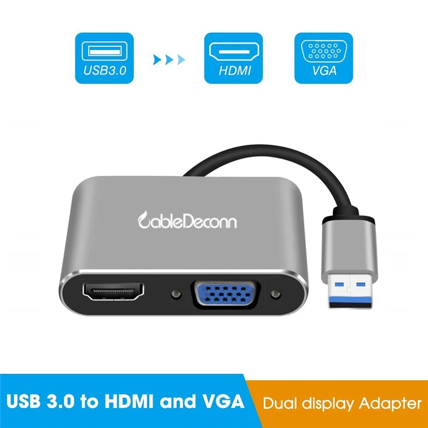 USB 3 0 к HDMI VGA адаптер конвертер Поддержка и дисплей одновременно для Windows 7/8/10 HDTV