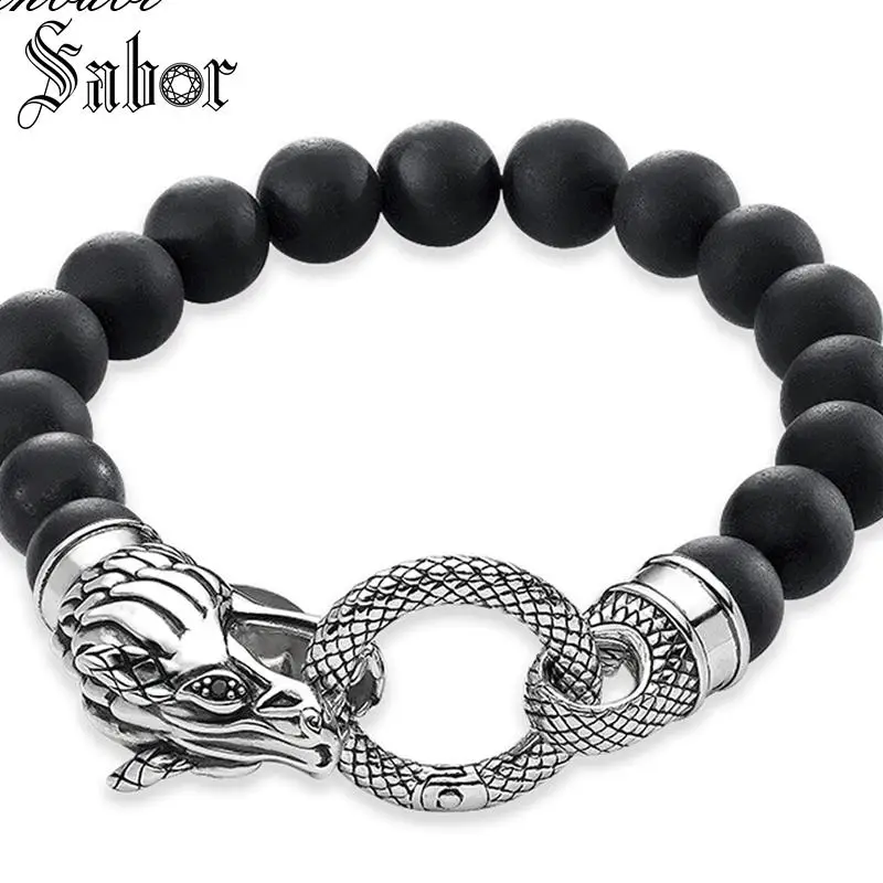 

thomas Beaded Bracelet with Dragon Crap Rebel 925 Sterling Silver Jewelry 2019 Brand New Fashion Heart Gift Men accessories