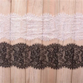 

New arrival 3Y/ lot Eyelash Lace Fabric 15cm DIY Decorative High Quality Soft Off Nylon Eyelash Lace Trim Wedding Dress Fabric