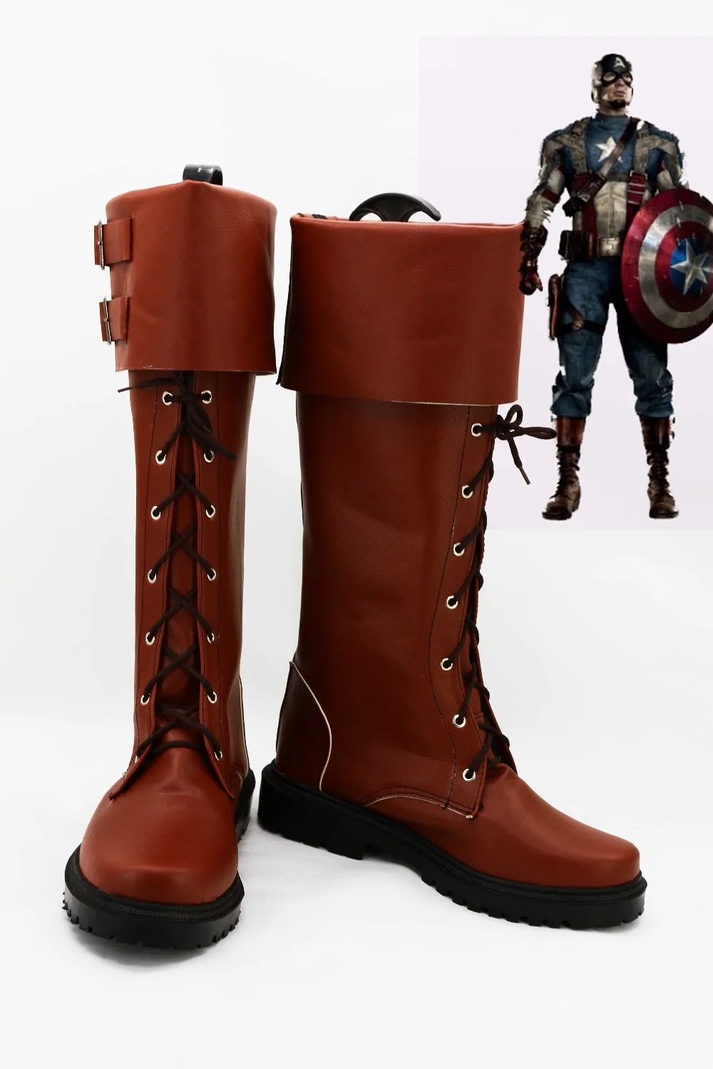 Captain Shoes Deluxe Red PU Boots Fashion Cosplay Costume Accessory