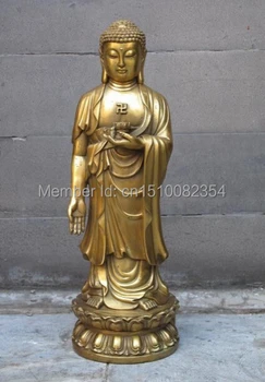 

10 Inch"Tibet Buddhism Temple Pure Brss Stand Sakyamuni Tathagata Buddha Statue