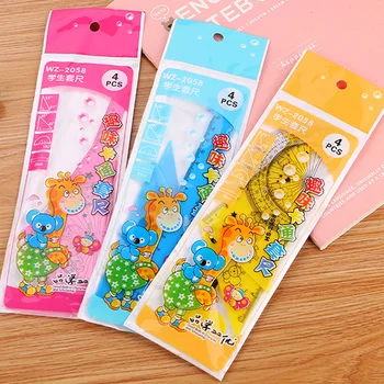 

4 pcs/lot Cute Kawaii Colored Ruler Set Cartoon Giraffe Templates For Drawing Kids Gift Korean Stationery Office School Supplies
