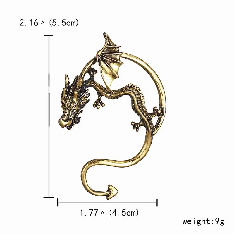 1 шт.,, высокое качество, новая мода, преувеличение, панк дракон, серьги-манжеты, клипсы, серьги для женщин, Винтажные Ювелирные изделия, подарок