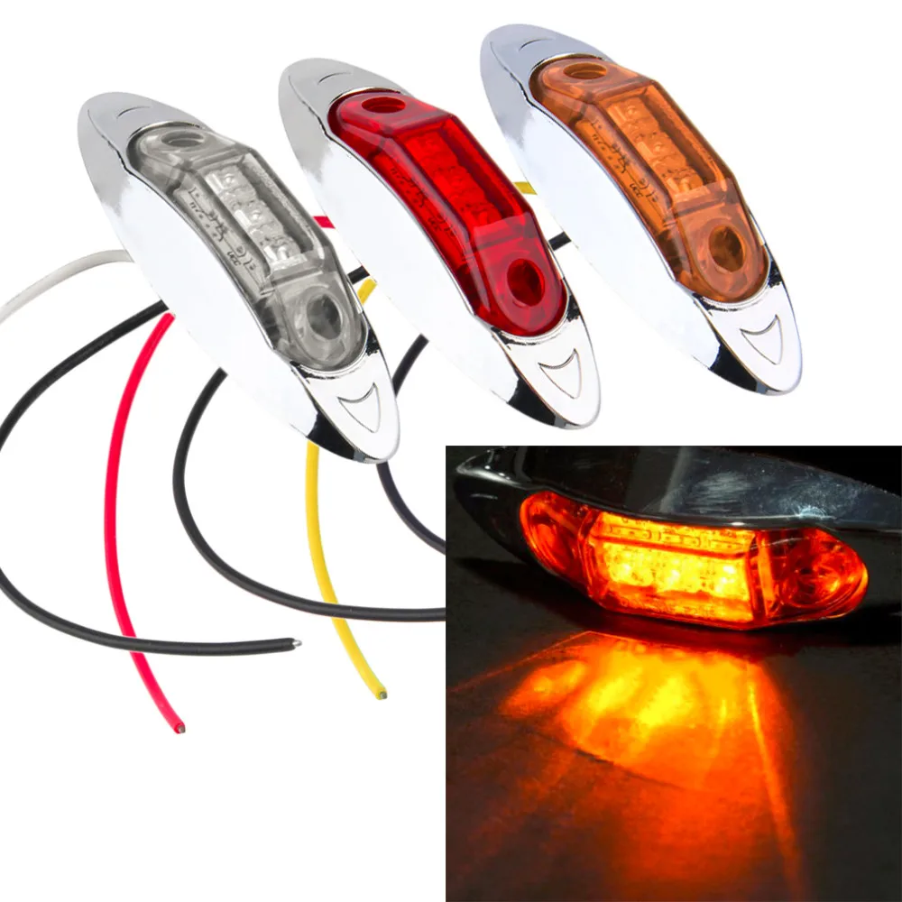 1Piece Waterproof 3LED DC12V 24V Trailer Truck Caravan AMBER LED Side Marker Light Lamp Car Side
