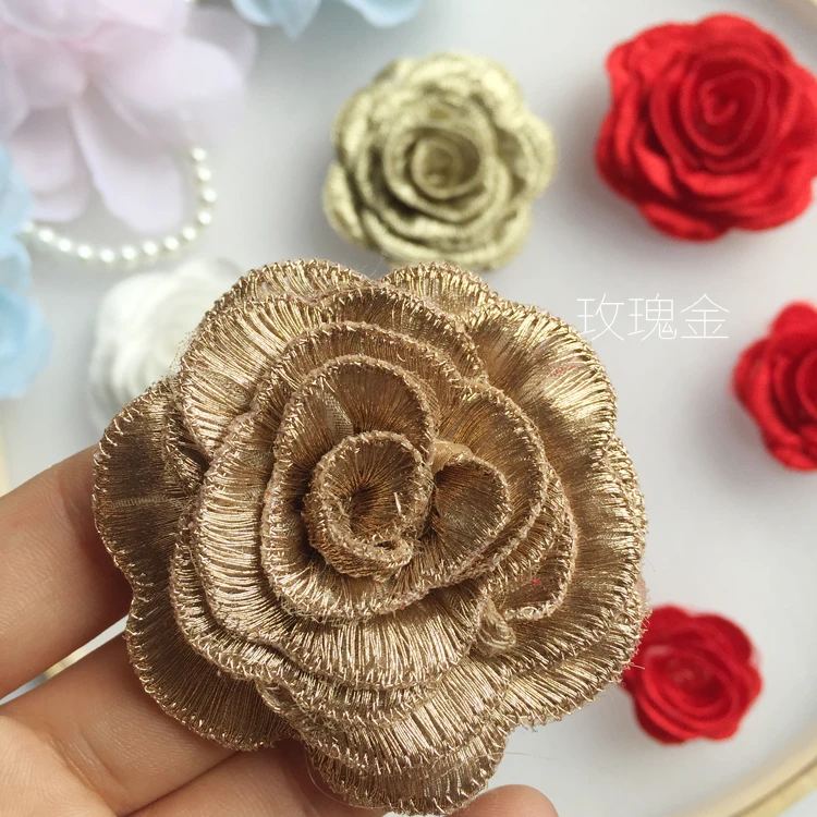 

10 Pieces/lot high quality different size! Off white, Red, Gold, Rose gold 4 colors in stock 3d rose flowers embroidery patch!