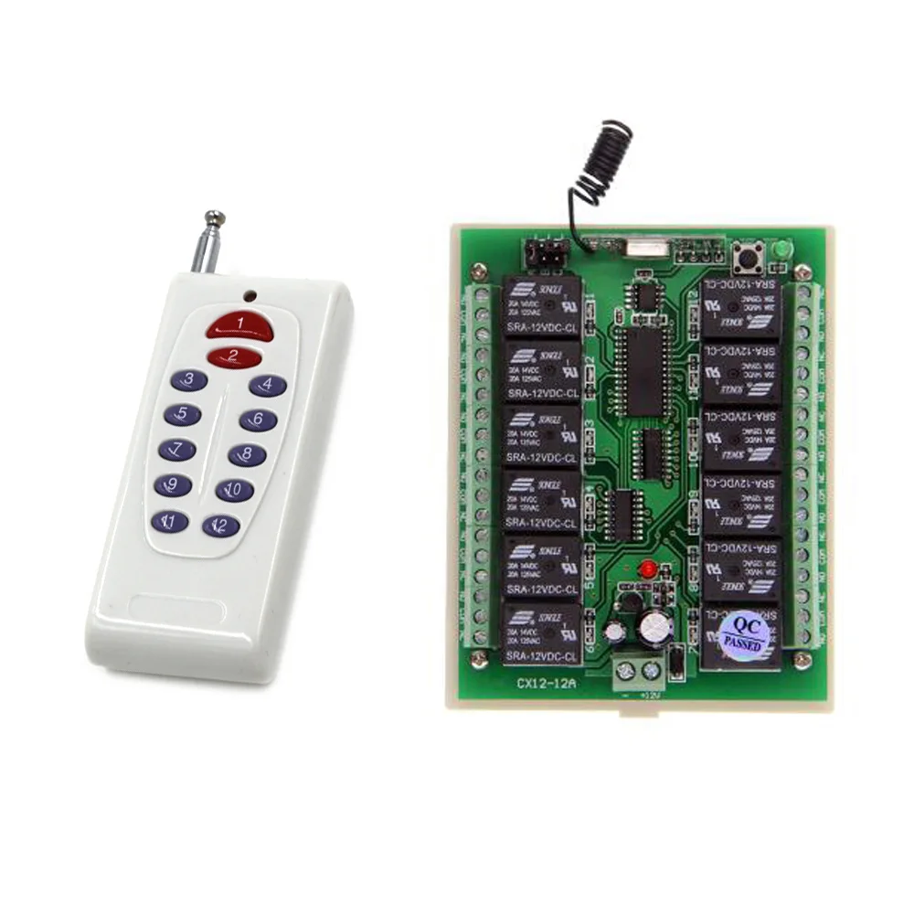 

DC 12V 24V 12 CH 12CH RF Wireless Remote Control Switch System Remote Switch 315/433 MHz Wireless Transmitter RF Remote Receiver