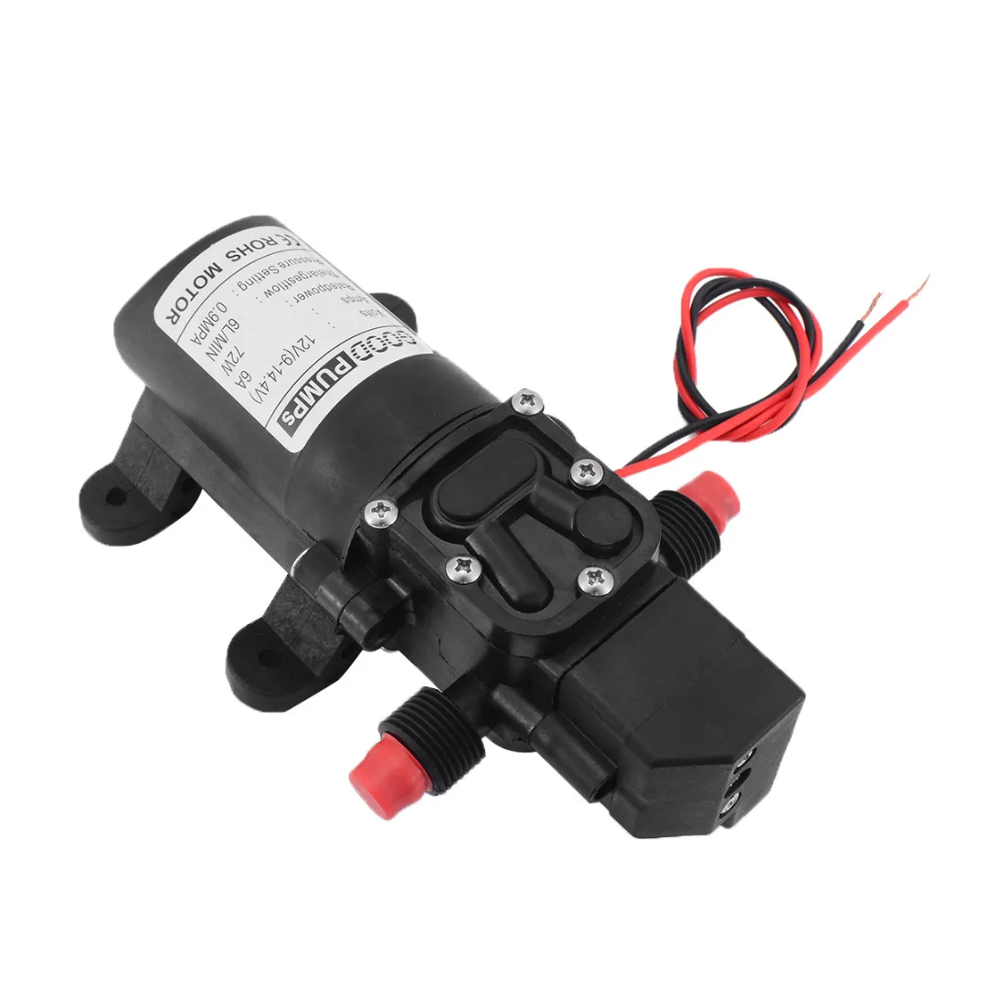 High Quality DC 12V 70W 130PSI Diaphragm Water Pump 12V Small Safe High Pressure Self Priming Pump 6L/Min 165*100*62mm