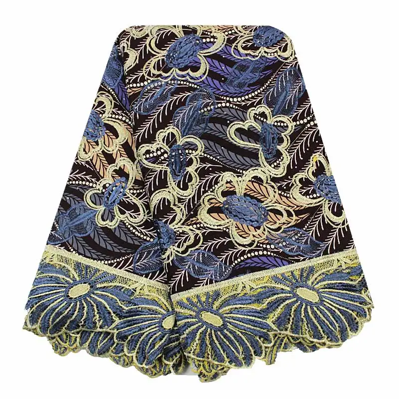 

2018 African Lace Fabric 5 Yards Nigerian Guipure Wax Fabric Embroidered Tissue African Guipure Wax Fabric For Wedding