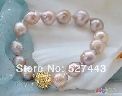 

Wholesale 8" 13mm LAVENDER almost round KESHI REBORN PEARL bracelet