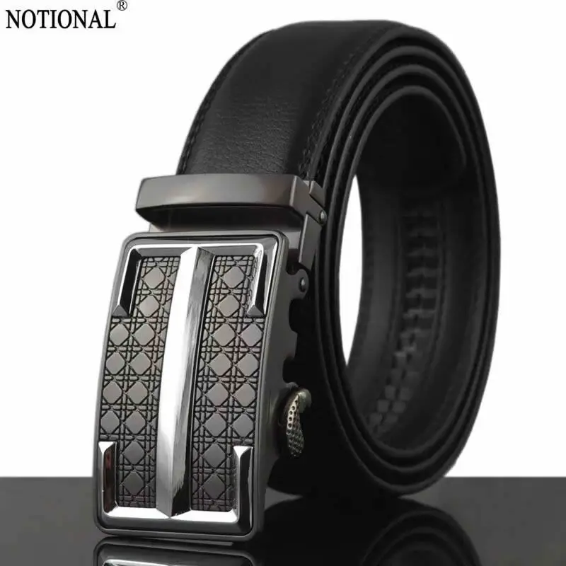 NOTIONAL men Leather belt male genuine leather Automatic Buckle Fashion Designer High Quality Mens belts black NX3060 | Аксессуары для