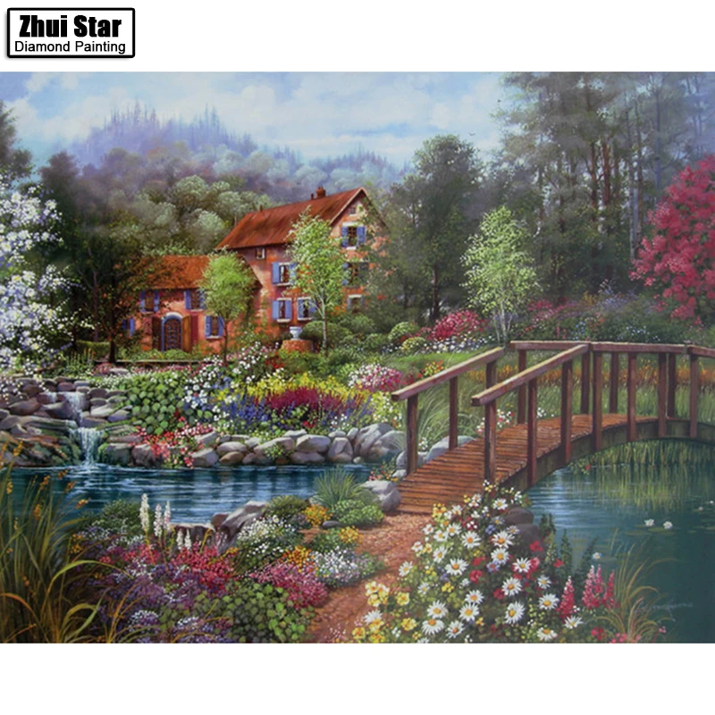 

5D DIY Diamond Embroidered Acupuncture Cross Stitch "Beautiful scenery" Diamond Art Wall Photo Christmas Decorative Gift