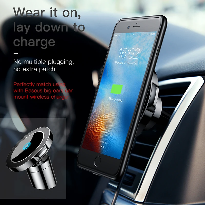 Baseus Qi receptor cargador inalámbrico para iPhone 5 5 s Ultra delgada Slim tapa de carga inalámbrica para iPhone 7 Plus Coque Fundas