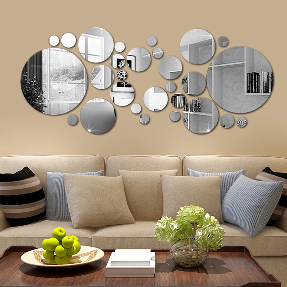 Decor Wall Stickers Decal Mirror Stickers Non-toxic 0.1mm Square Durable