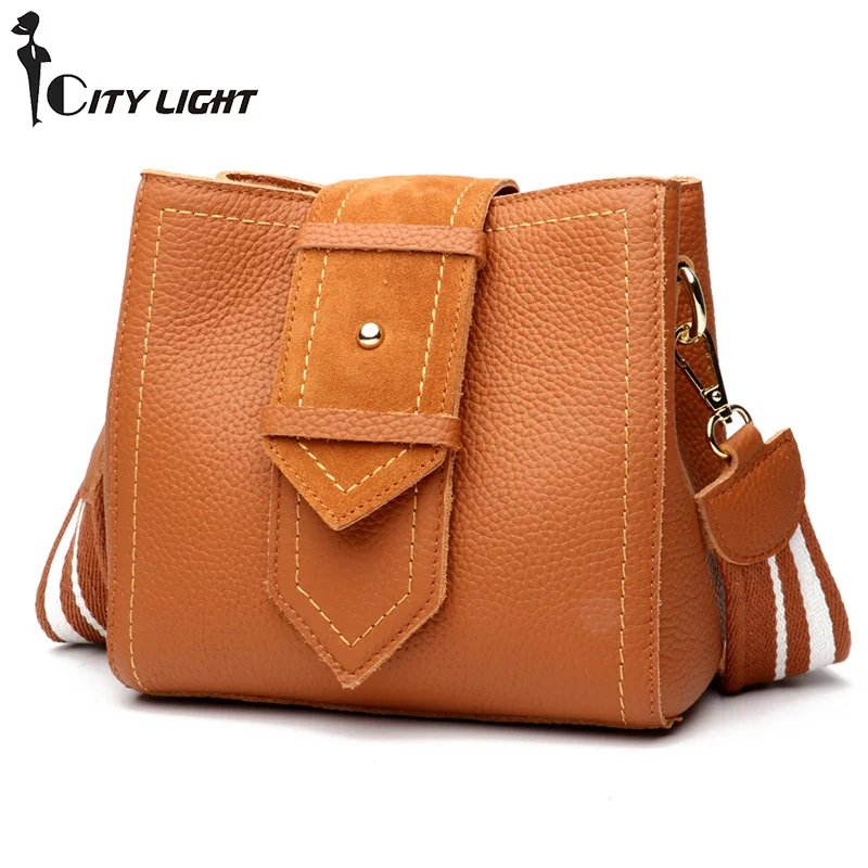 

New Genuine Leather Handbags Women Bags Designer Women Messenger crossbody bags for women 2018 Bucket Bag