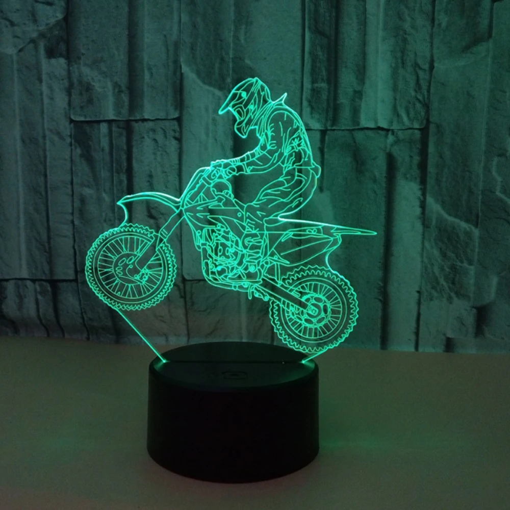 

Moto Motocycle Color Changeable LED 3D Illusion Visual Night Light Creative Bedroom Decoration Light Novelty Lamp Gift Souvenir