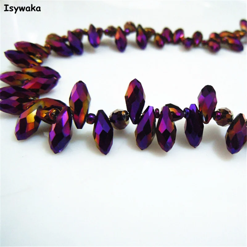 100pcs 6*12mm Shining Purple Color Teardrop Austria Bead Crystal Beads