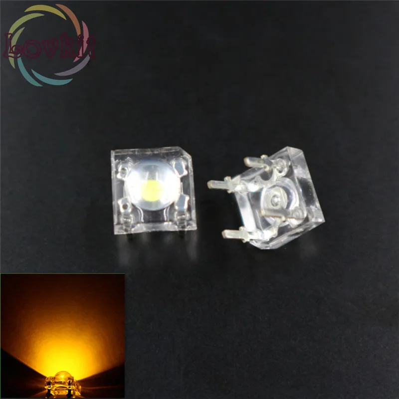 100pcs/bag 5MM Piranha Super Flux Yellow Led 4 pin Wide