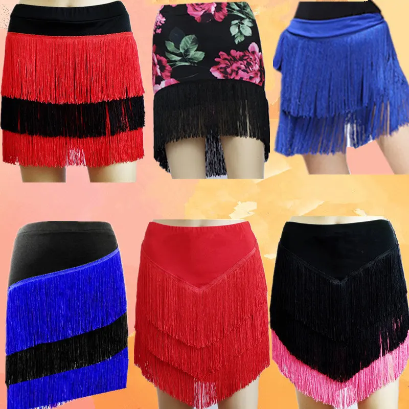 Girls Latin Dance Performances Tassel Skirt Adult Children Practise