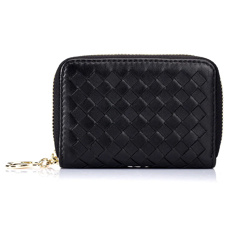 

Premium 100% Sheep Skin Businessmen Double Zipper Card Holders 2018 Hot Brand Multi-function Large Capacity Credit Card Wallet