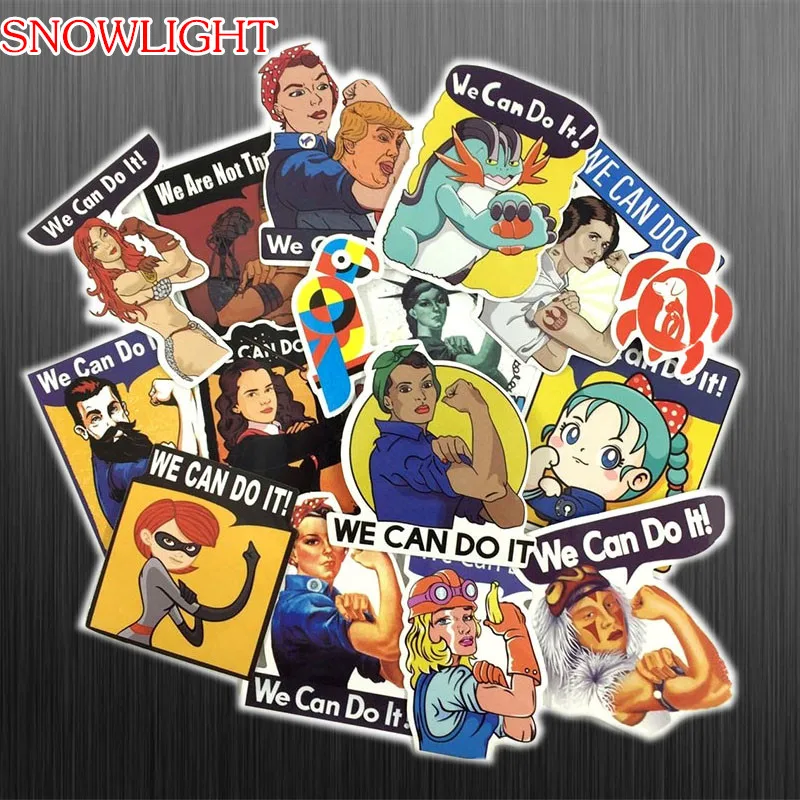 16PCS/lot Funny We Can Do It Graffiti Toy Stickers For Luggage Laptop Skateboard Bicycle Motorcycle Decals Waterproof Sticker