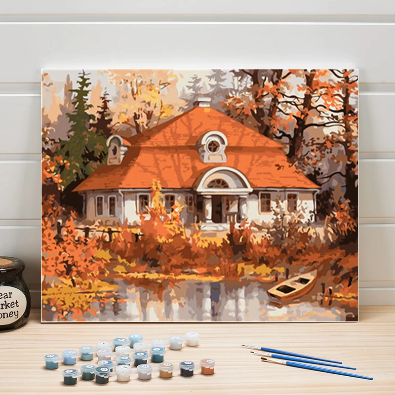 

Picture By Numbers Landscape DIY Canvas Painting Acrylic Paint Coloring Wall Art For Living Room Home Decoration Adult One Piece