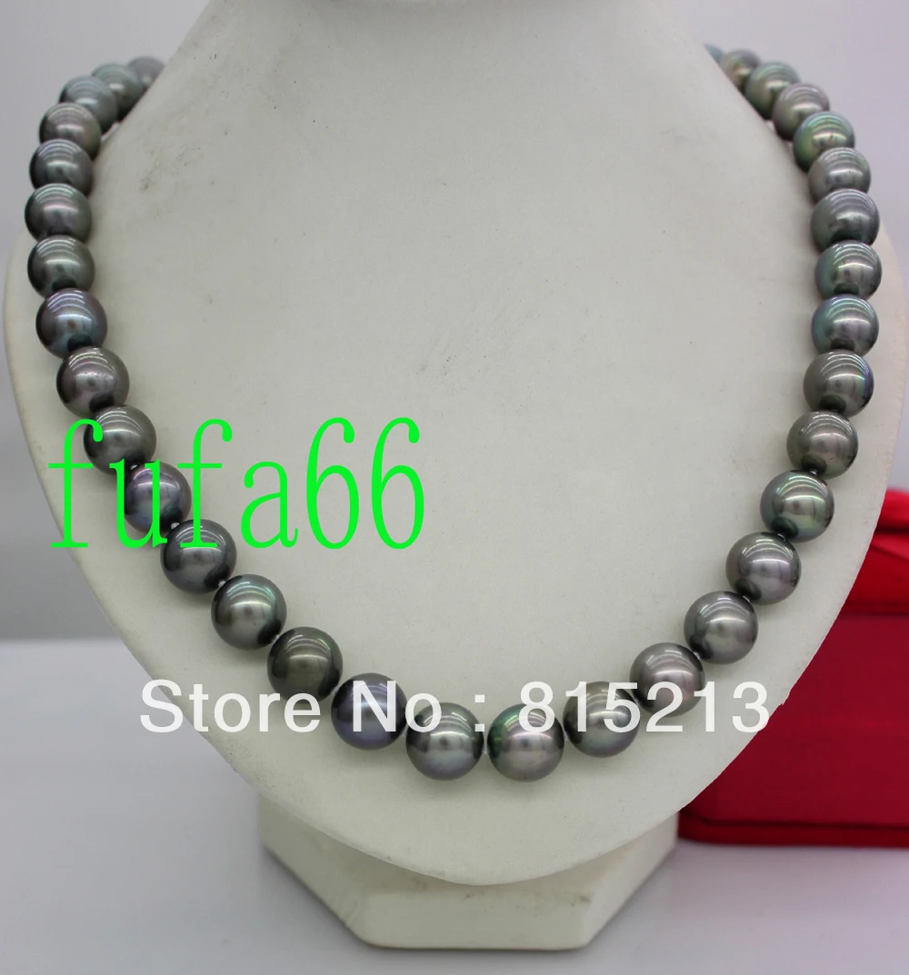 

FREE SHIPPING>@@> N51 BEAUTIFUL!10-11MM AAA+ GRAY GREEN AKOYA PEARL NECKLACE