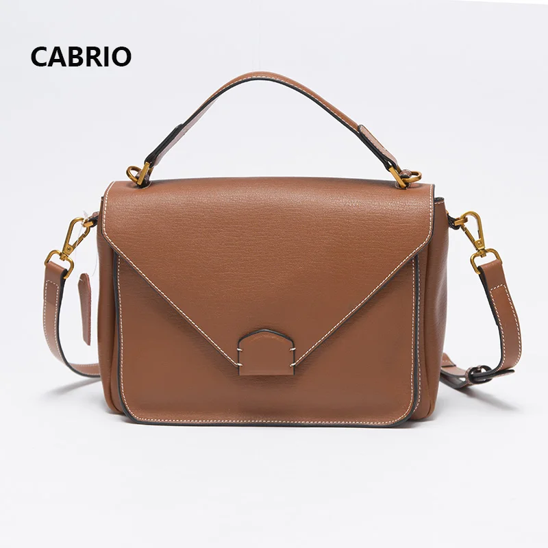 

CABRIO Women Crossbody bags Genuine Leather Flap Small Messenger Bags For Ladies Women Handbags Button Hasp Bag Simple Pattern